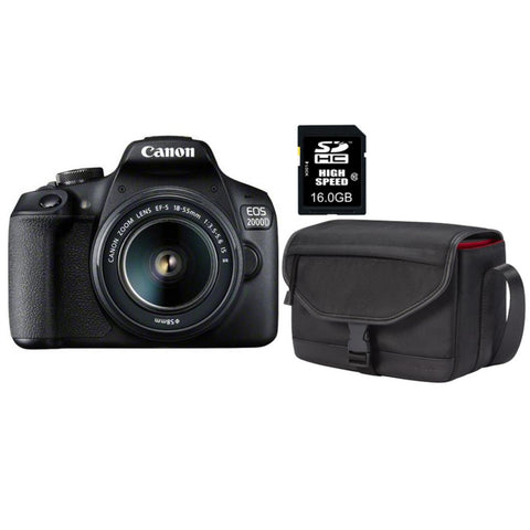 Canon EOS 2000D Spiegelreflexkamera Value Up Kit inkl. Tasche und 16GB SD-Karte