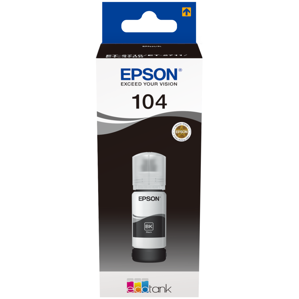 Epson Tintenflasche schwarz (104) - Originalbehälter mit 65 ml Tinte