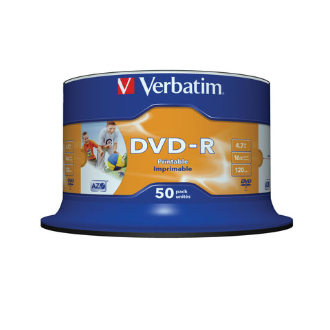 Verbatim DVD-R 4.7GB 16x 50er-Pack DVD-Rohlinge - Hohe Kapazität, 16x Schreibgeschwindigkeit.