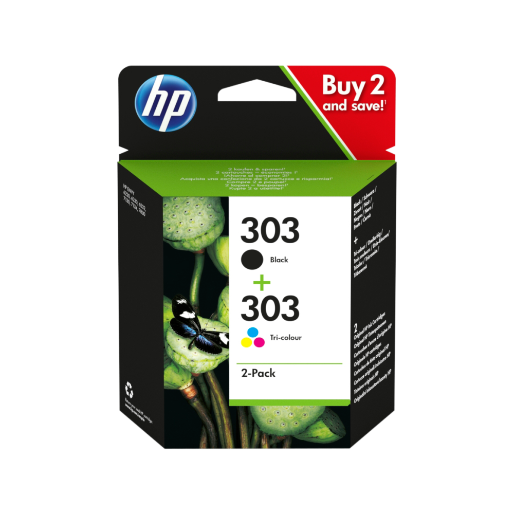 HP Druckerpatrone 303 Combo-Pack (2) BLK+COL – Originale Tintenpatronen für hochwertige Ausdrucke