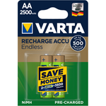 VARTA RECHARGE ACCU Endless AA, 2er Blister Akku - Wiederaufladbar, 2500mAh, Vorgeladen