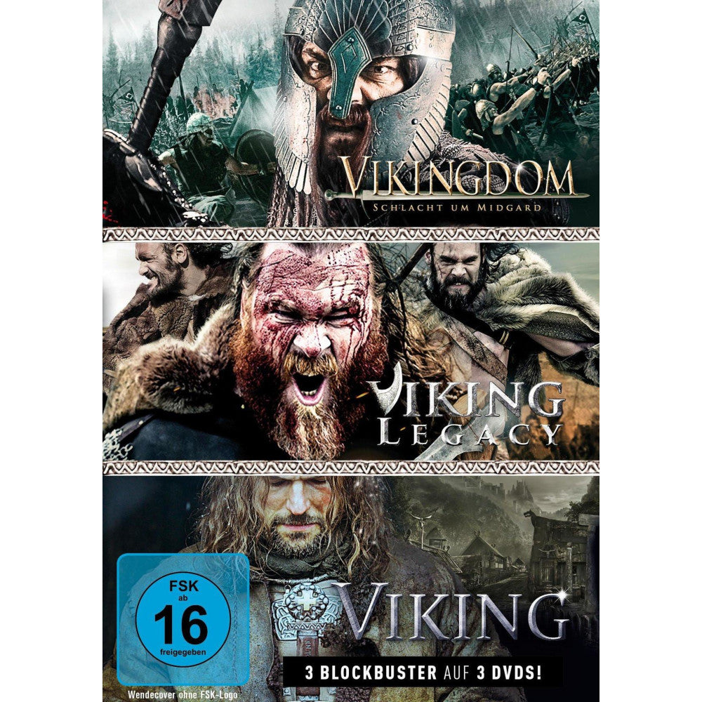 DVD Wikinger-Box: Viking, Vikingdom & Viking Legacy Abenteuer FSK 16, 2017, mit Tegan Moss, Natassia Malthe - 328 min.