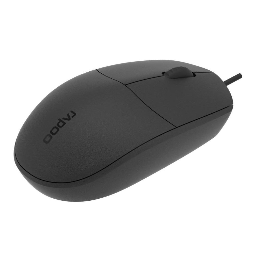 Rapoo N100 Schwarz 1600 dpi Optische Maus - Ergonomisches Design, Beidhändig, Rutschfest