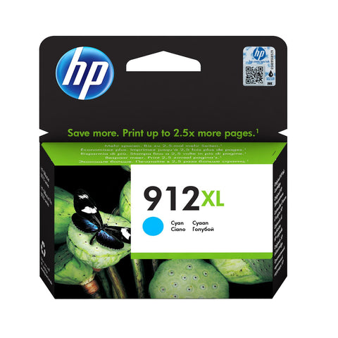 HP 912 XL Cyan Druckerpatrone - Lebendiges Cyan, bis zu 825 Seiten, Originalpatrone