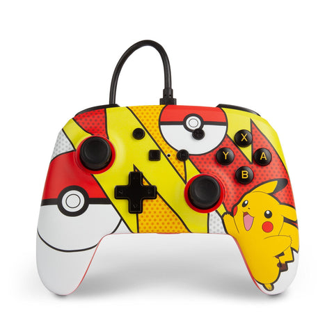 Nintendo Switch Pokemon Enhanced Wired Controller - Pikachu Pop Art - Offiziell lizenziertes Produkt von PowerA, programmierte Tasten, 3m USB-Kabel