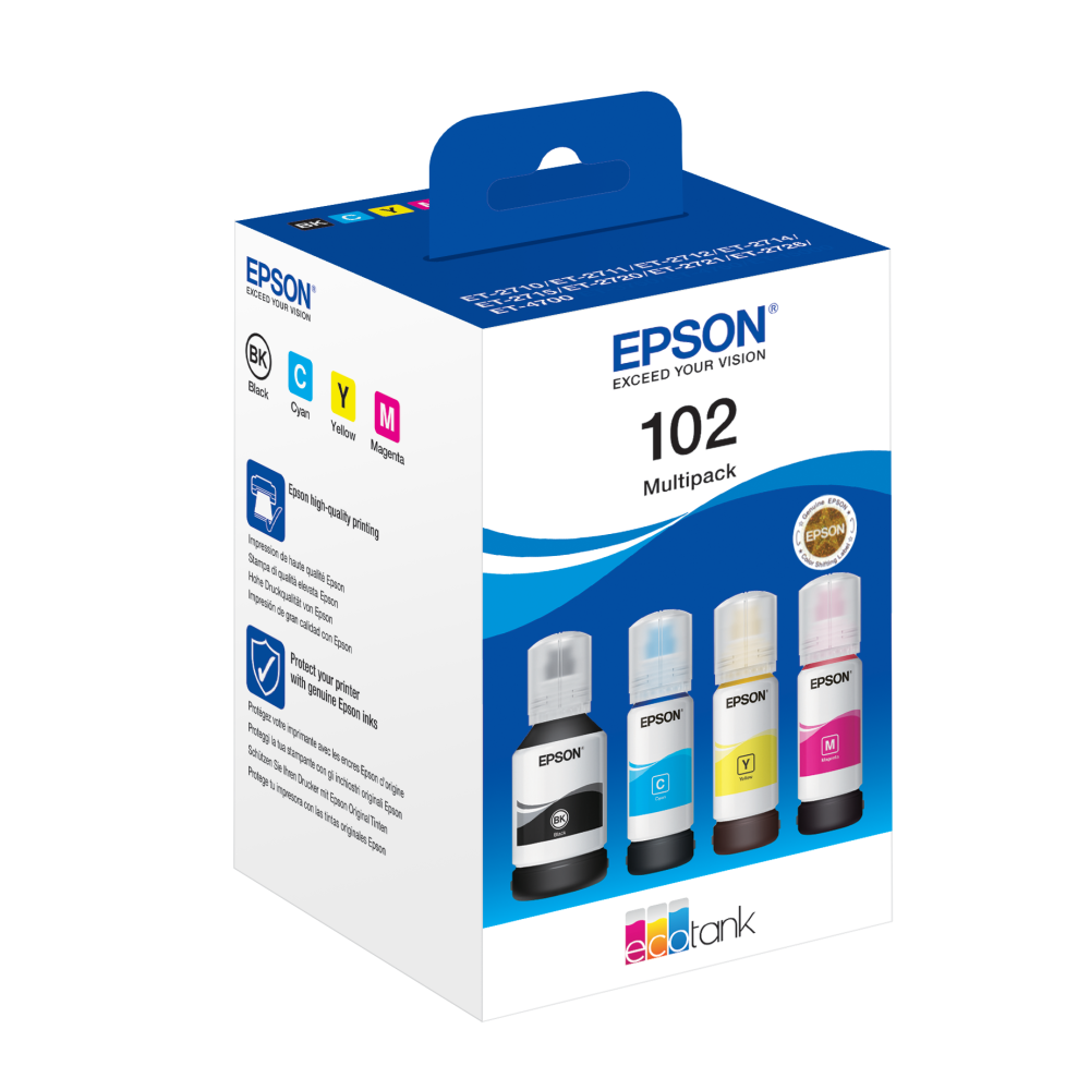 Epson Tintenflasche 102 EcoTank 4-colour MultiPack - Langlebige Qualität & brillante Farben