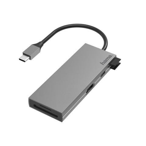 HAMA USB-C-Hub, Multiport, 6 Ports - Anschlussmöglichkeiten erweitern mit USB-A, HDMI™, SD, microSD