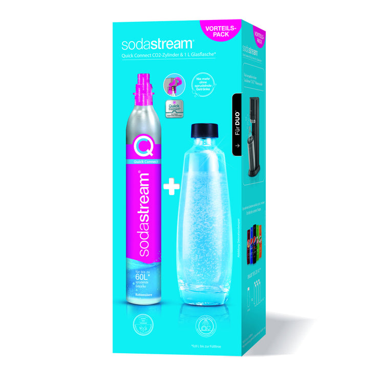 Sodastream Quick Connect CO2-Zylinder Reservepack mit Glasflasche - Modernste Technik, leichtes Einsetzen