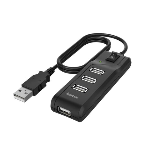 HAMA USB-Hub 4 Ports USB 2.0 480 Mbit/s Ein-/Ausschalter