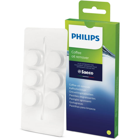 Philips Reinigungstabletten CA6704/10 Kaffeefettlöser - 6 Tabletten, für alle Kaffeevollautomaten, entfernt Fett- und Kaffeablagerungen