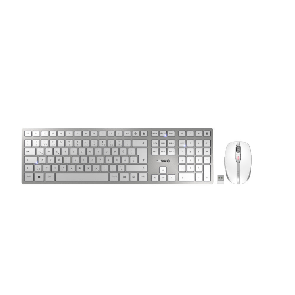 CHERRY DW 9100 SLIM silber/weiß Maus-Tastatur-Set mit AES-128 Verschlüsselung