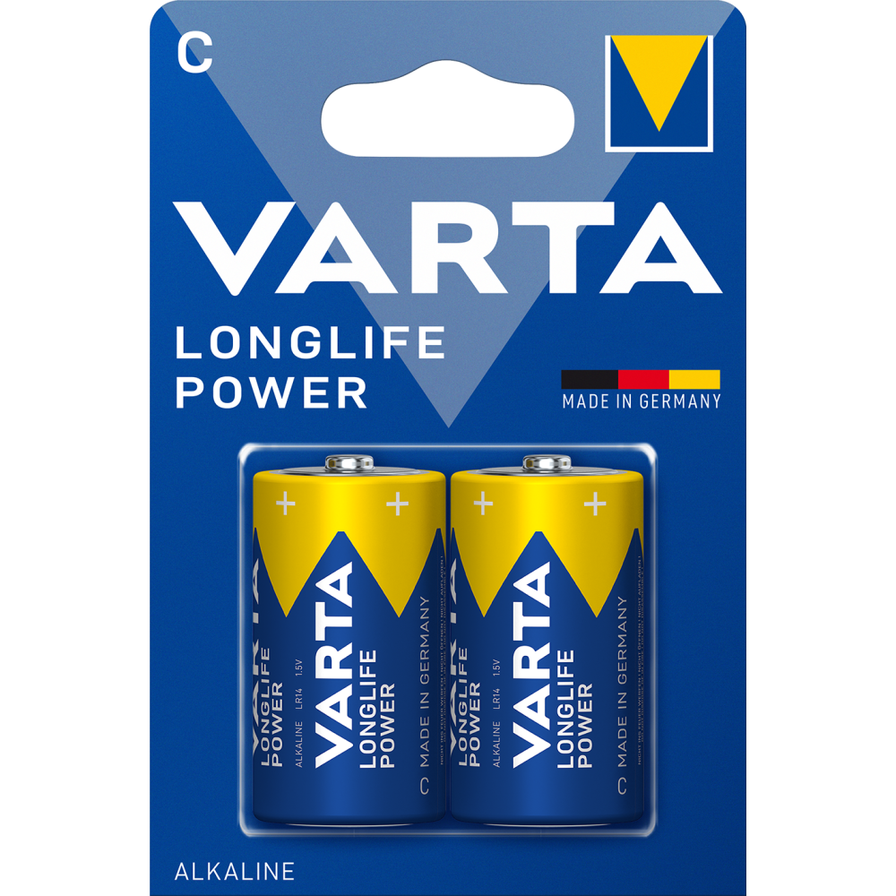 VARTA LONGLIFE Power C Batterie 2er Blister | Alkali-Mangan-Technologie