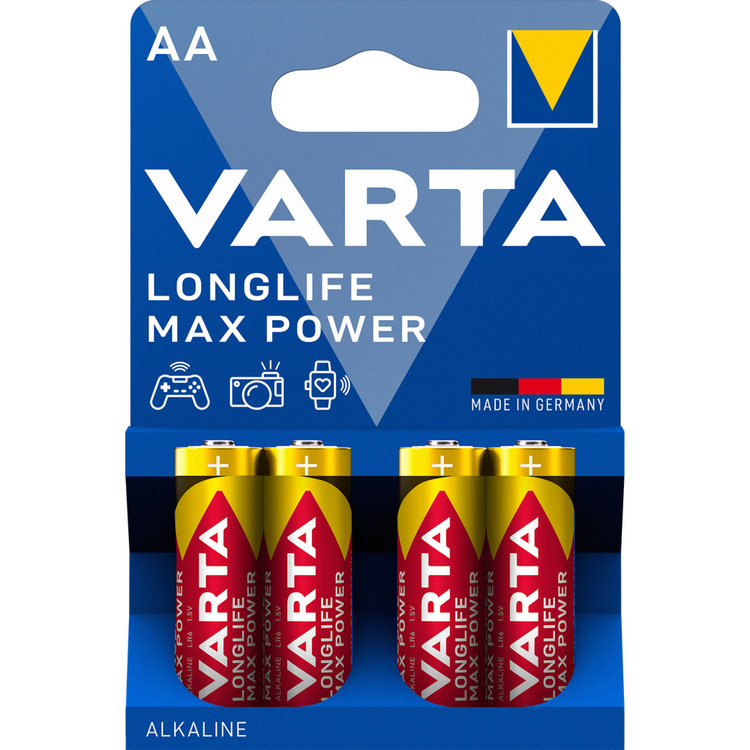 VARTA LONGLIFE Max Power AA 4er Blister Batterie - Alkali-Mangan, 1,5 V