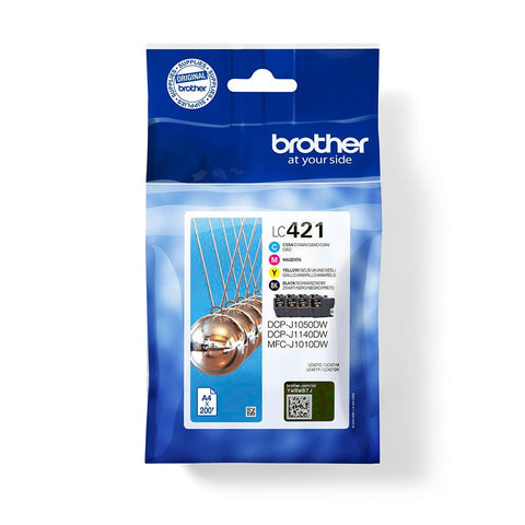 BROTHER Druckerpatrone LC-421 MultiPack - Original-Tintenpatronen in Schwarz, Cyan, Magenta und Gelb