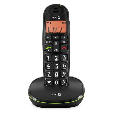 Doro PhoneEasy 100w Schwarz Schnurloses Telefon - Große Tasten, Freisprechen & Hörgerätekompatibilität