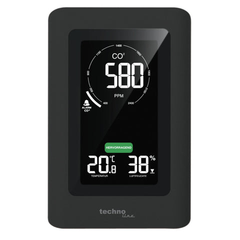 technoline Luftqualitäts-Sensor WL 1030 - Überwachung CO2-Gehalt, Temperatur, Luftfeuchtigkeit