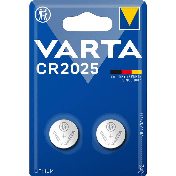 VARTA CR 2025 Lithium Knopfzelle - 3V 20mm 2er Blister Batterie