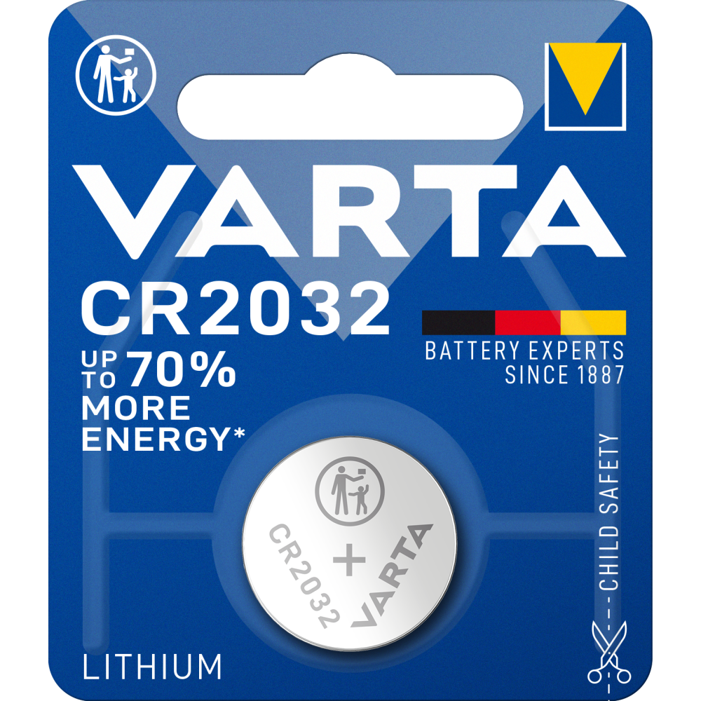 VARTA LITHIUM Coin CR2032, 1er Blister Batterie - 3V Knopfzelle mit Lithium-Technologie