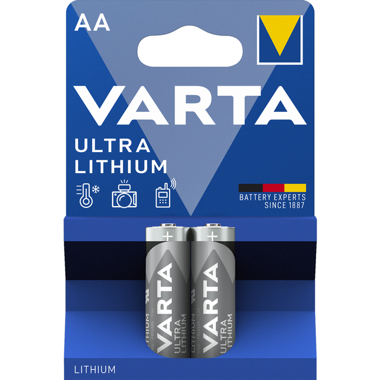 VARTA ULTRA Lithium AA Batterien, 1,5V Mignon-Zellen (AA), 2er Blister - Zuverlässige Energiequelle