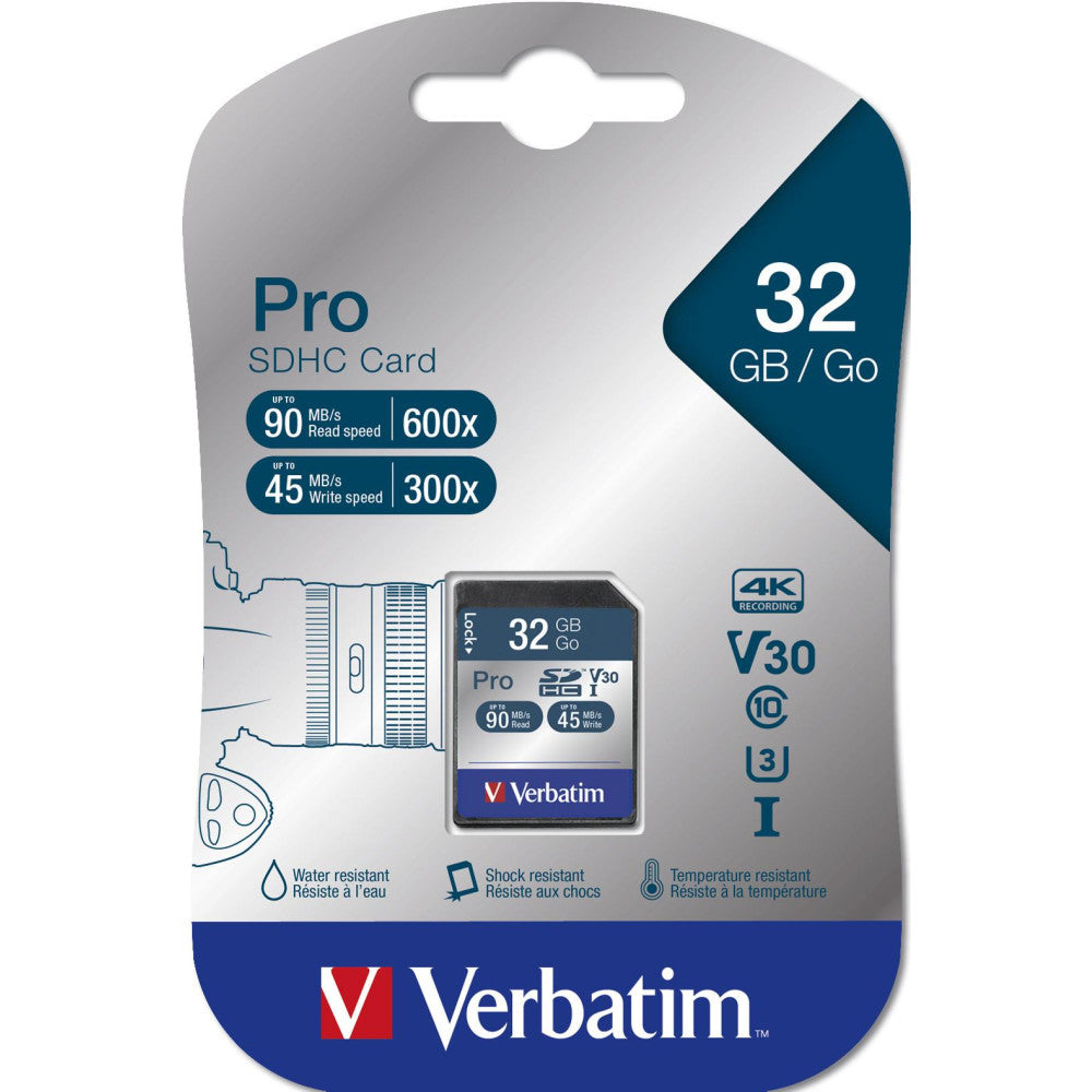 Pro SDHC 32GB Speicherkarte - 90MB/s Lesegeschwindigkeit - Klasse 10