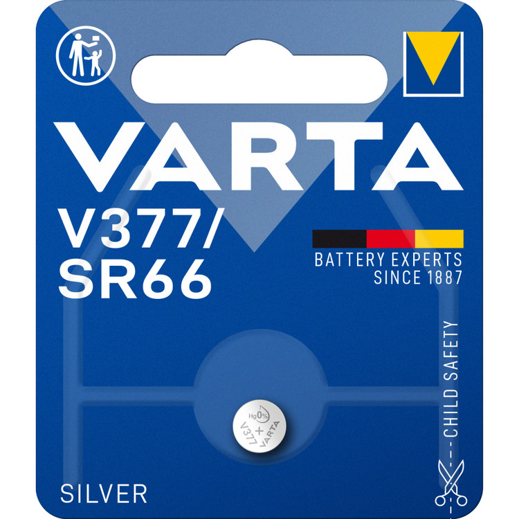 VARTA SILVER Coin V377/SR66, 1er Blister Batterie - Hochwertige Knopfzelle für zuverlässige Energie