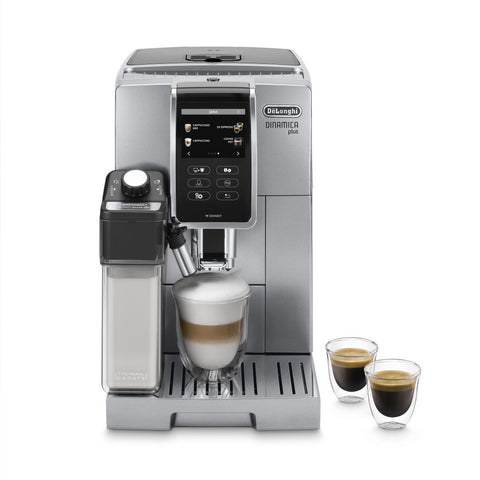 De'Longhi Kaffeevollautomat ECAM 370.95.S Dinamica Plus silber - Pumpendruck 19 bar, TFT Touch-Display, LatteCrema Milchaufschäumsystem