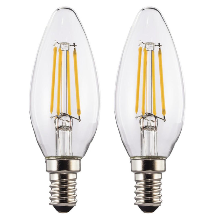 XAVAX LED-Filament Kerzenlampe E14 470lm ersetzt 40W Warmweiß Klar 2 Stück