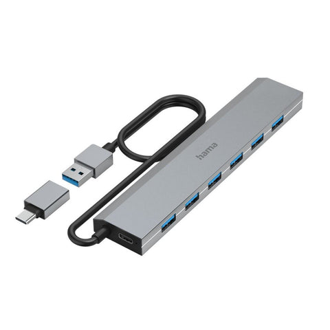 USB-Hub, 7 Ports, USB 3.2 Gen1, 5 Gbit/s, inkl. USB-C-Adapter und Netzteil (00200137)