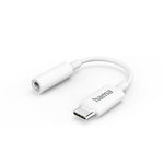 HAMA Aux-Adapter USB-C – 3,5-mm-Klinke-Buchse, Weiß (00201524) – Kupfer-Innenleiter, flexibles Kabel, Stereoklang