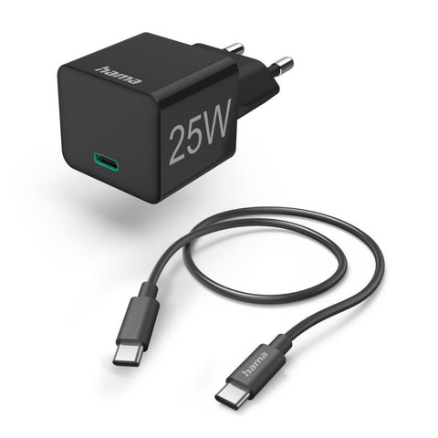 HAMA Schnellladegerät (USB-C) mit Power Delivery-Technologie, 25W - Schwarz
