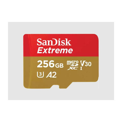 SanDisk microSDXC Extreme 256GB (R190MB/s) + Adapter - Ultimativer Speicher mit V30 Video-Geschwindigkeitsklasse