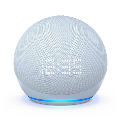 Amazon Echo Dot Uhr (5. Gen) graublau – Smarter Lautsprecher mit verbessertem Klang