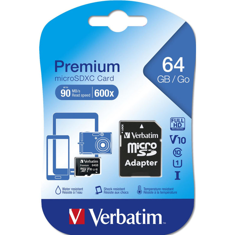 Premium Micro SDXC 64GB C10/U1 + Adapter micro SDXC Speicherkarte