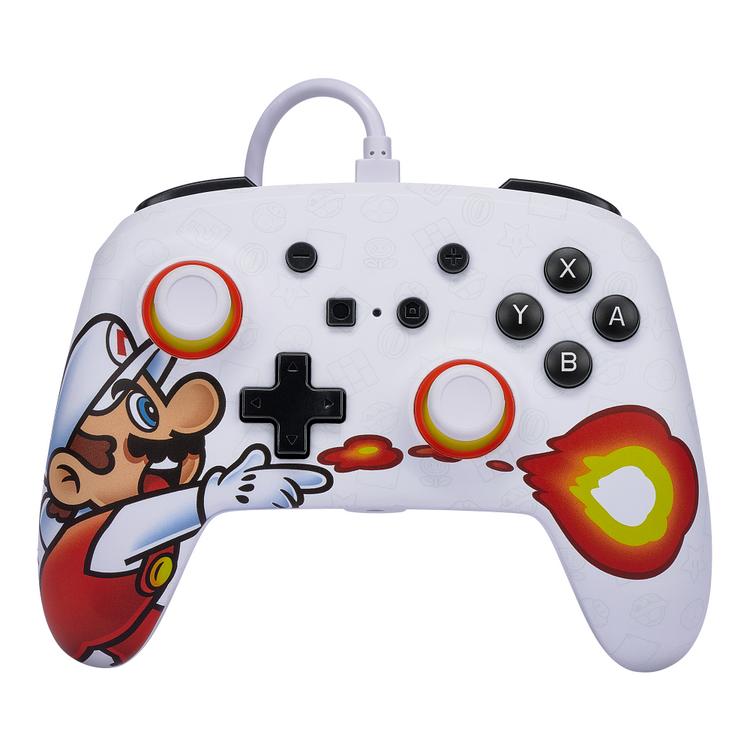 PowerA Wired Fireball-Mario Nintendo Switch Controller | Offiziell lizenziert, 2 programmierbare Tasten, 3,5-mm-Stereo-Headset-Buchse