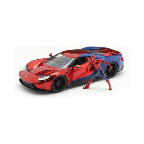 Marvel Spider-Man 2017 & Ford GT - Maßstab 1:24 Spielzeugauto und Figur von Jada Toys