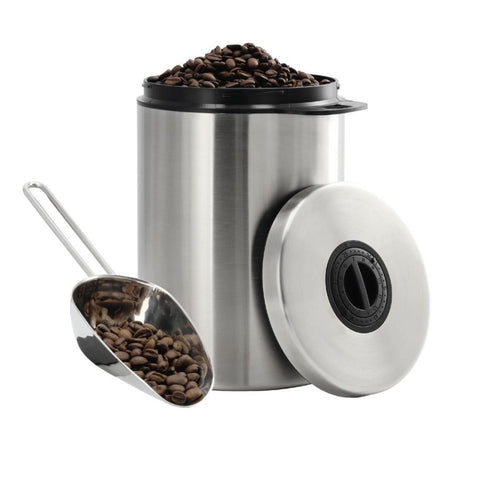 HAMA Kaffeedose aus Edelstahl für 1 kg Kaffeebohnen mit Schaufel - Praktische Aufbewahrungslösung