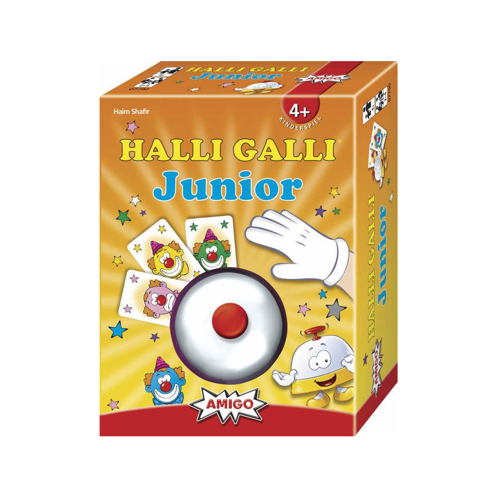 Amigo Halli Galli Junior Kartenspiel - Unterhaltsames Spiel für Kinder, 56 Tiermotiv-Karten, Glocke für Action & Spaß