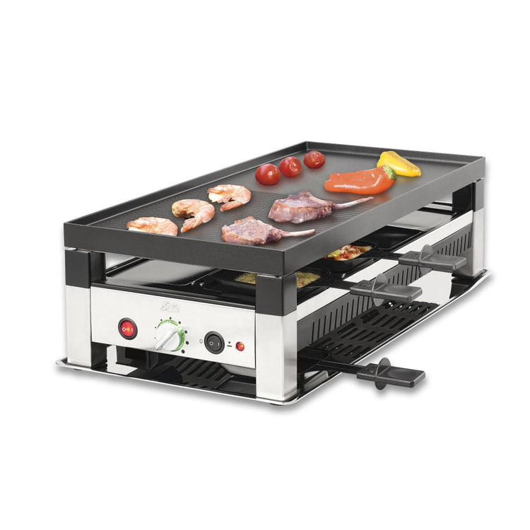 SOLIS 5 in 1 Table Grill for 8, Typ 791 Tischgrill - Vielseitiger 1400 Watt Edelstahl Raclettegrill