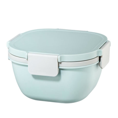 Salatbox To Go, Dressingbehälter, Topper 3 Fächer, Besteck, 1,4l, Past.blau (00181584)