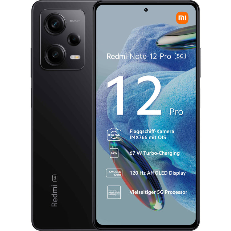 Xiaomi Redmi Note 12 Pro 5G Smartphone | 128GB Midnight Black | 6GB RAM | AMOLED Display