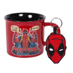 Campingtasse Set Deadpool - Außergewöhnliche Tasse mit Deadpool Motiv - Spülmaschinen- & mikrowellengeeignet - Inkl. Deadpool Schlüsselanhänger