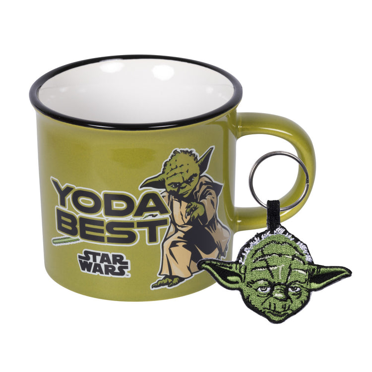 Star Wars Campingtasse Set Yoda | Coole Tasse mit 330 ml Fassungsvermögen | Spülmaschinen- & mikrowellengeeignet | Inkl. Yoda Schlüsselanhänger