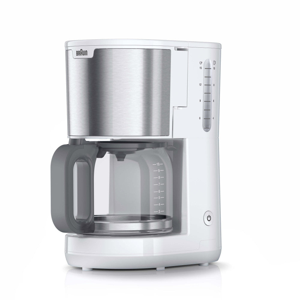 BRAUN Filterkaffeemaschine KF1500WH PurShine weiß - Aromakanne aus Glas, OptiBrewSystem, 1000 Watt