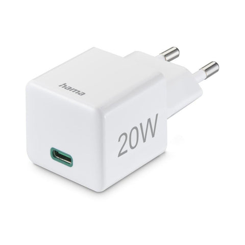HAMA Schnellladegerät USB-C PD Qualcomm® 20W Weiß (00201650) - Power Delivery & Quick Charge™ 2.0/3.0, Mini-Ladegerät