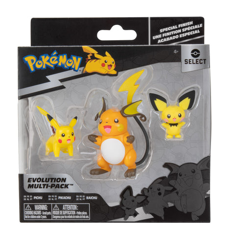 Pokémon Spielfiguren-Set Evolution Pichu Pikachu Raichu Select Multipack