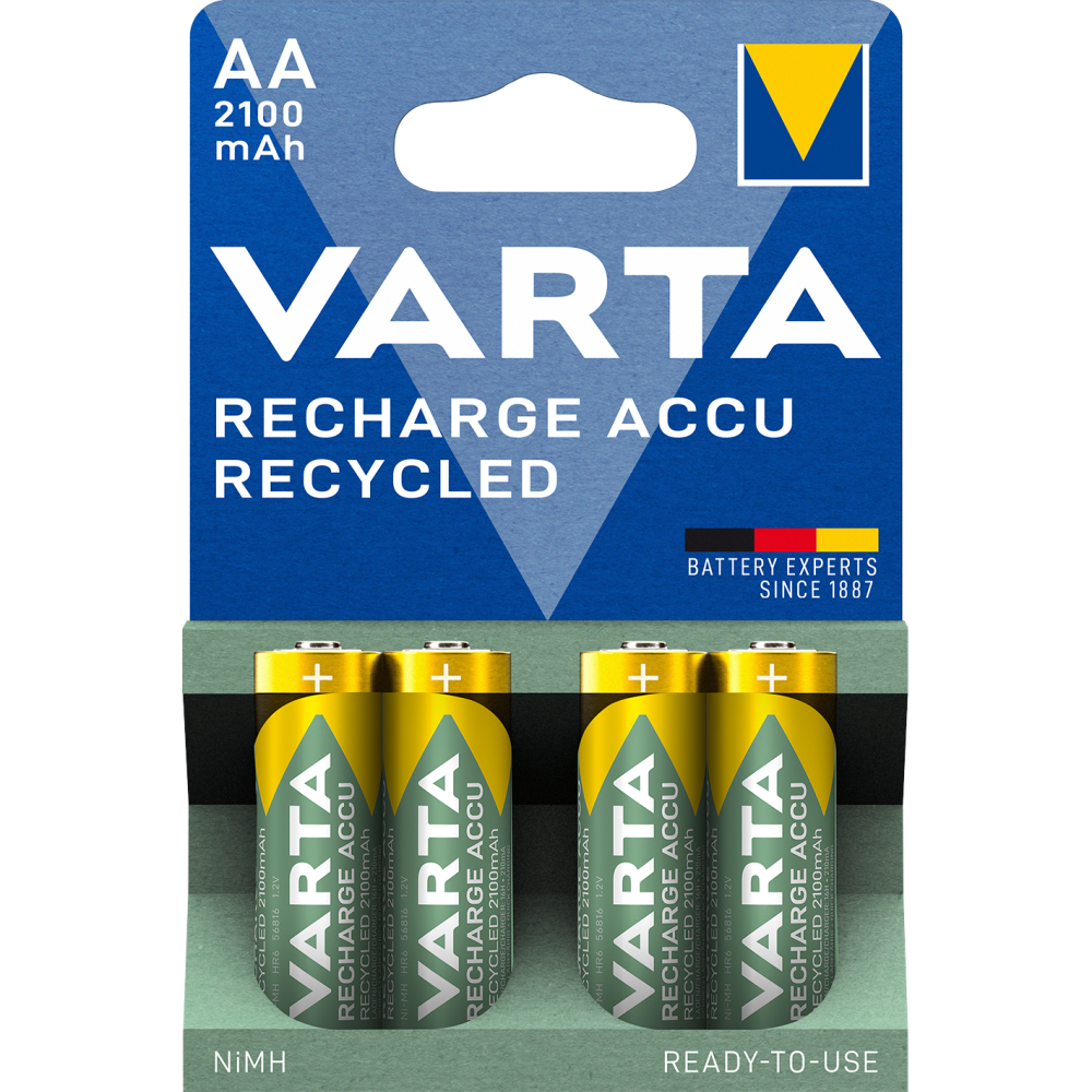 VARTA RECHARGE ACCU Recycled AA Akku 2100mAh - 4er Blister: Zuverlässige NiMH-Technologie