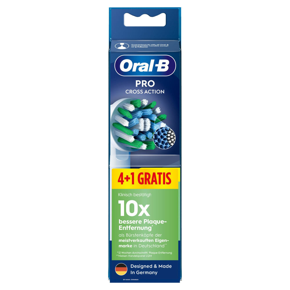 Oral-B Pro CrossAction Aufsteckbürsten – 4+1 Gratis für sauberere Zähne und gesünderes Zahnfleisch