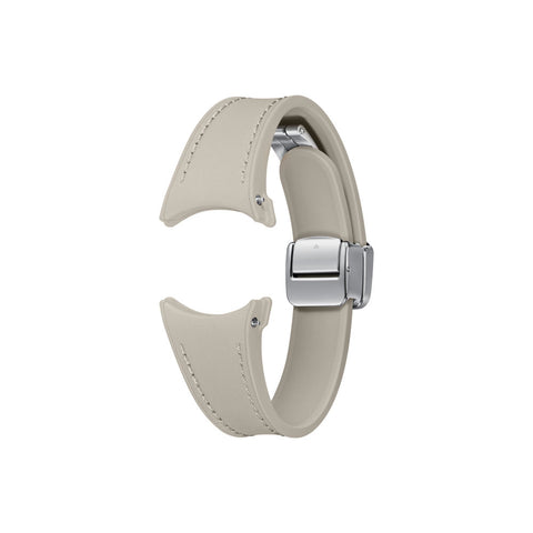 Samsung D-Buckle Hybrid Eco-Leather Armband (Slim, S/M), Etoupe - Veganes Leder, Graubraun, für Galaxy Watch 6