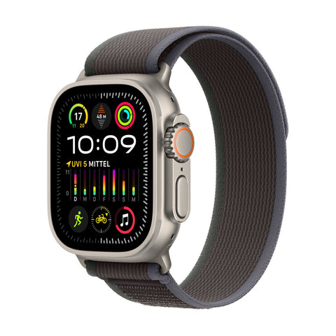 Apple Watch Ultra 2 GPS + Cellular, 49mm Titan­gehäuse, Trail Loop Blau/Schwarz - M/L: Robust, Leistungsstark, Freiheitsliebend