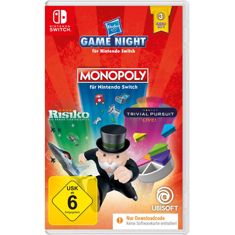 Hasbro Game Night für Nintendo Switch - Brettspiel Bundle mit MONOPOLY, TRIVIAL PURSUIT Live! & RISK - 1-4 Spieler - 2020